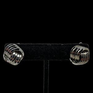 Trifari Earrings‎ Silver Tone Knott Clip On Vintage